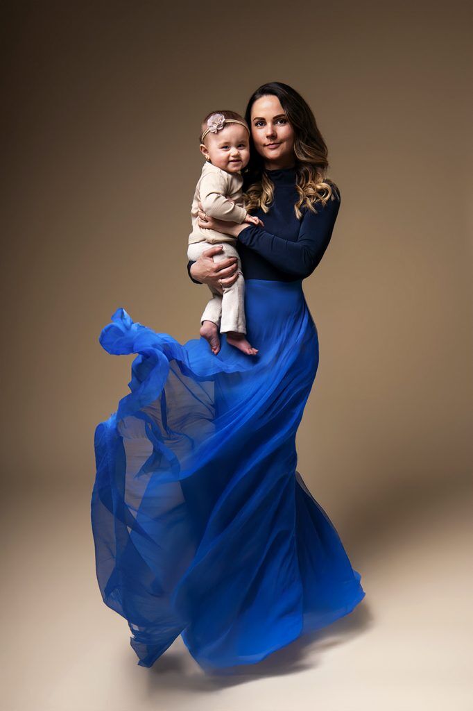 Moeder & dochter fotoshoot wapperende jurk